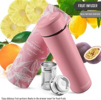 Thermosflasche + Tee/Früchte Sieb-INFUSER rosa