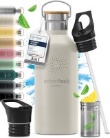 BeMaxx Trinkflasche Edelstahl ACTIVE FLASK creme...