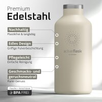 BeMaxx Trinkflasche Edelstahl ACTIVE FLASK creme Bamboo-Verschluss 530ml