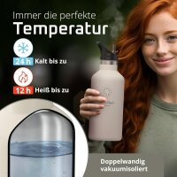 BeMaxx Trinkflasche Edelstahl ACTIVE FLASK creme Bamboo-Verschluss 530ml