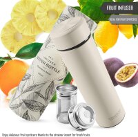 Thermosflasche + Tee/Früchte Sieb-INFUSER creme
