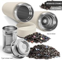 Thermosflasche + Tee/Früchte Sieb-INFUSER creme