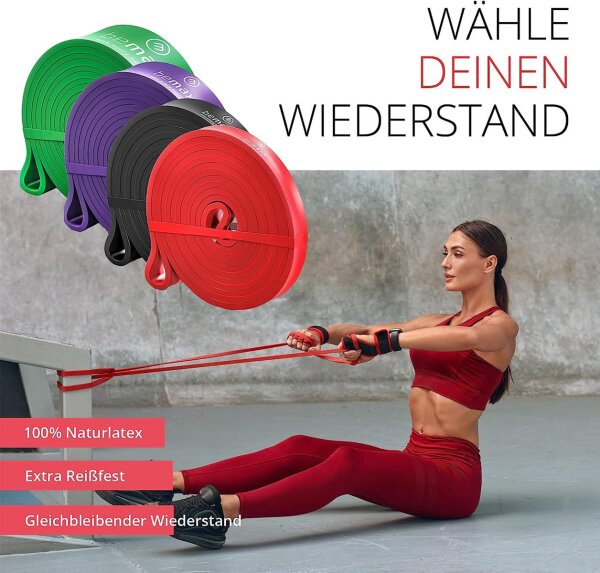 BeMaxx 4er Set Fitnessband Pull Up Resistance Band Klimmzughilfe