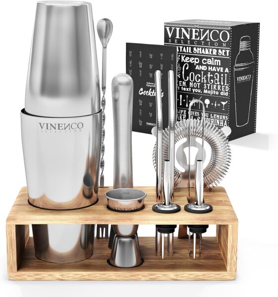 Vinenco Cocktail Shaker Set mit Ständer lang