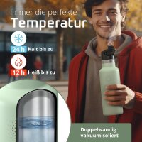BeMaxx Trinkflasche Edelstahl ACTIVE FLASK sage Bamboo-Verschluss 530ml