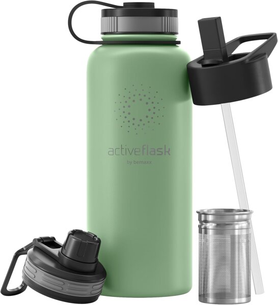 BeMaxx Trinkflasche Edelstahl ACTIVE FLASK sage 950ml