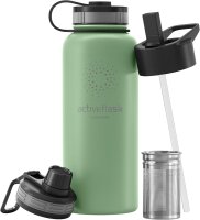 BeMaxx Trinkflasche Edelstahl ACTIVE FLASK sage 950ml