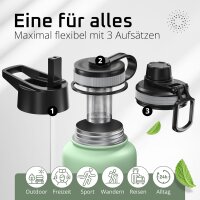 BeMaxx Trinkflasche Edelstahl ACTIVE FLASK sage 950ml