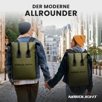 Nordlight Wasserdichter Tasche Dry Bag 35l OLIVE - Roll Top Tasche KurierTasche