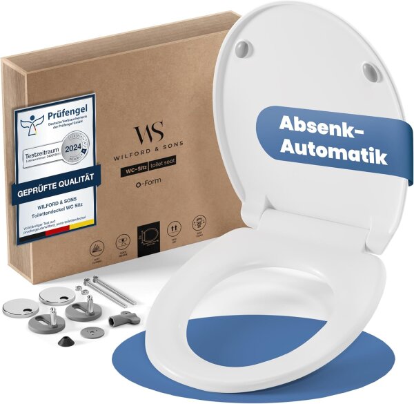 Wilford & Sons PREMIUM Toilettendeckel O-Form WC Sitz Absenkautomatik Klobrille Toilettensitz