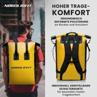 Nordlight Wasserdichter Tasche Dry Bag 35l GELB - Roll Top Tasche KurierTasche