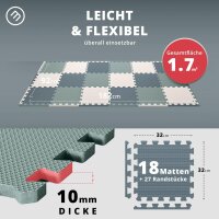Puzzlematte 18-tlg. cold blue trio 32x32cm – Bodenschutzmatten für Fitness & Homegym