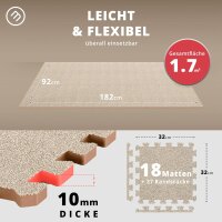 Puzzlematte 18-tlg. carpet cream 32x32cm – Bodenschutzmatten für Fitness & Homegym