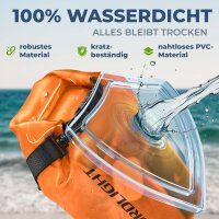 Nordlight Wasserdichter Tasche Dry Bag 10L - Roll Top Tasche KurierTasche orange/transparent