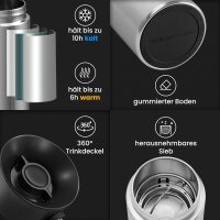 Thermobecher Kaffee To-Go Becher Edelstahl 360ml metallic