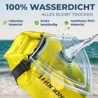 Nordlight Wasserdichter Tasche Dry Bag 2L - Roll Top Tasche KurierTasche gelb/transparent