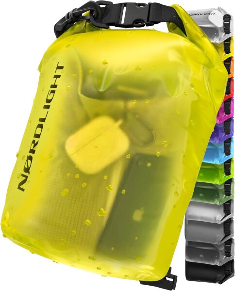 Nordlight Wasserdichter Tasche Dry Bag 5L - Roll Top Tasche KurierTasche gelb/transparent
