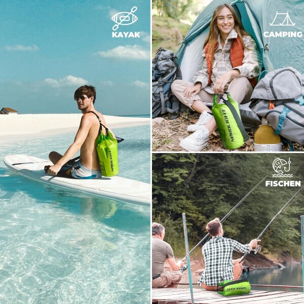 Nordlight Wasserdichter Tasche Dry Bag 10L - Roll Top Tasche KurierTasche grau
