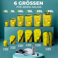 Nordlight Wasserdichter Tasche Dry Bag 10L - Roll Top Tasche KurierTasche gelb/transparent