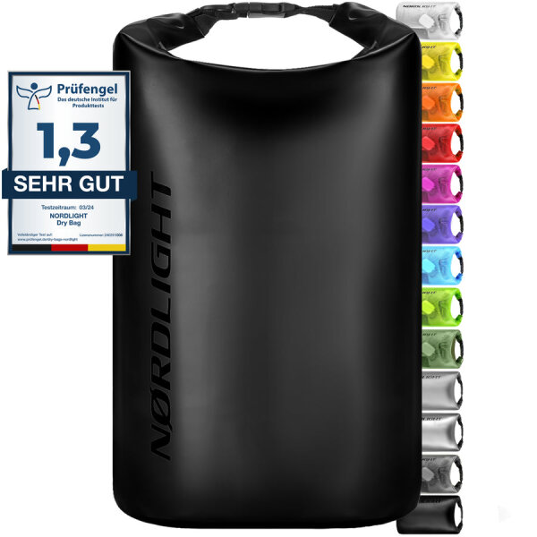 Nordlight Wasserdichter Tasche Dry Bag 15L - Roll Top Tasche KurierTasche schwarz