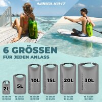 Nordlight Wasserdichter Tasche Dry Bag 20L - Roll Top Tasche KurierTasche grau
