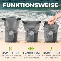 Nordlight Wasserdichter Tasche Dry Bag 30L - Roll Top Tasche KurierTasche Anthrazit/transparent