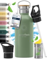 BeMaxx Trinkflasche Edelstahl ACTIVE FLASK Sage...