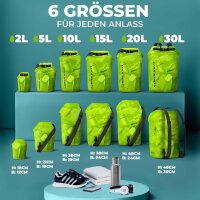 Nordlight 3er Set Wasserdichter Tasche Dry Bag 10L - Roll Top Tasche KurierTasche grün-semi transparent