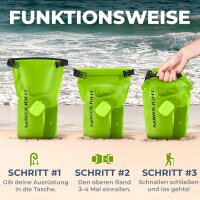 Nordlight 3er Set Wasserdichter Tasche Dry Bag 10L - Roll Top Tasche KurierTasche grün-semi transparent