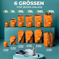 Nordlight 3er Set Wasserdichter Tasche Dry Bag 20L - Roll Top Tasche KurierTasche orange-semi transparent
