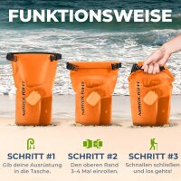 Nordlight 3er Set Wasserdichter Tasche Dry Bag 5L - Roll Top Tasche KurierTasche orange-semi transparent