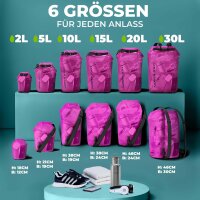 Nordlight 3er Set Wasserdichter Tasche Dry Bag 5L - Roll Top Tasche KurierTasche pink-semi transparent