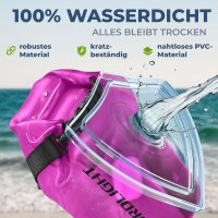Nordlight 3er Set Wasserdichter Tasche Dry Bag 5L - Roll Top Tasche KurierTasche pink-semi transparent