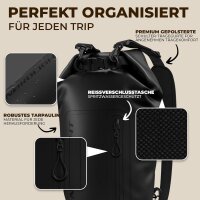 Nordlight Schwarz, 5 Liter wasserdichte Tasche mit Handyhülle + Roll-Top, Schultergurt | Drybag wasserfester Tasche Beutel Packsack Seesack Wassersack Wetbag | Baden Schwimmen Strand SUP