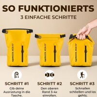 Nordlight Gelb, 20 Liter wasserdichte Tasche mit Handyhülle + Roll-Top, Schultergurt | Drybag wasserfester Tasche Beutel Packsack Seesack Wassersack Wetbag | Baden Schwimmen Strand SUP
