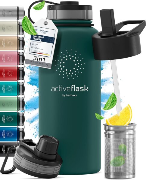 BeMaxx Trinkflasche Edelstahl ACTIVE FLASK olive 950ml