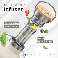 BeMaxx Trinkflasche Edelstahl ACTIVE FLASK creme Bamboo-Verschluss 950ml