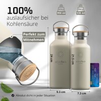 BeMaxx Trinkflasche Edelstahl ACTIVE FLASK creme Bamboo-Verschluss 950ml
