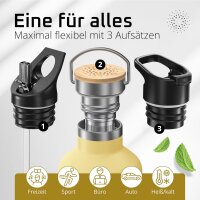 BeMaxx Trinkflasche Edelstahl ACTIVE FLASK Popcorn-creme...