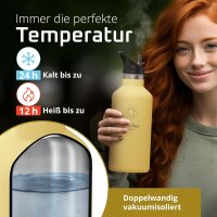 BeMaxx Trinkflasche Edelstahl ACTIVE FLASK Popcorn-creme Bamboo-Verschluss 950ml