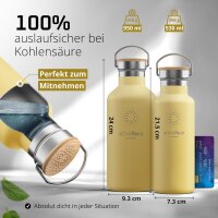 BeMaxx Trinkflasche Edelstahl ACTIVE FLASK Popcorn-creme Bamboo-Verschluss 950ml