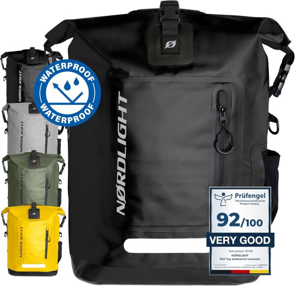Nordlight Wasserdichter Tasche Dry Bag 25l - Roll Top Tasche KurierTasche schwarz