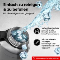 BeMaxx Trinkflasche Edelstahl ACTIVE FLASK BIG 1,3L  SIlber