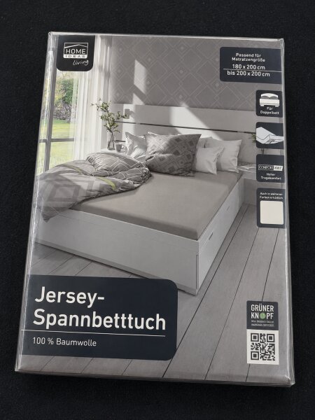 Weißes Jersey-Spannbetttuch aus 100 % Baumwolle – Für Doppelbetten 180–200 x 200 cm