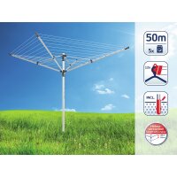 Leifheit LinoPush 500 Wäschespinne – 50 m Trockenlänge inkl. Bodenhülse & Schutzhülle