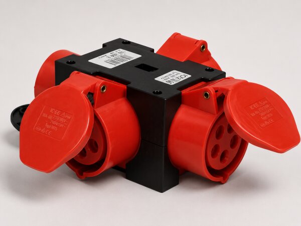 KOPP CEE-Kompaktverteiler 16 A, 400 V – 1x CEE-Stecker auf 3x CEE-Steckdosen, IP44