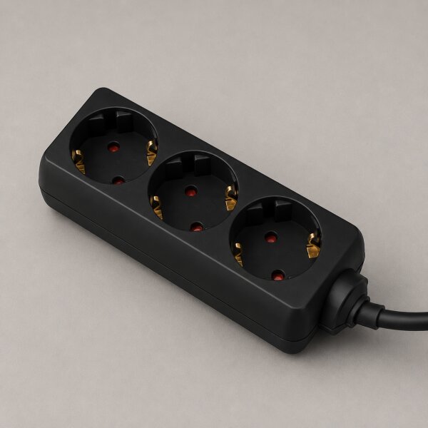 UNITEC Tischsteckdose / Steckdosenleiste 3-fach – 1,4 m Kabel, schwarz, ohne Schalter