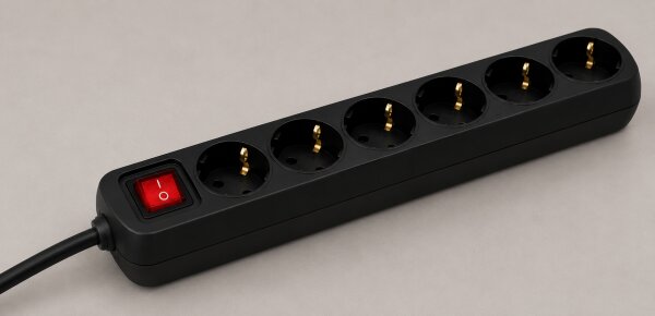 UNITEC Steckdosenleiste 6-fach mit Schalter – 1,4 m Kabel, Schwarz