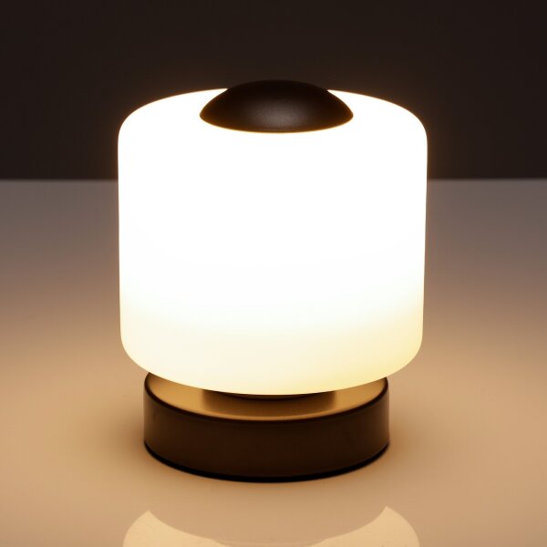 LUMIDA Looks LED-Tischleuchte – Glas-Lampenschirm, 3-fach Touchdimmer