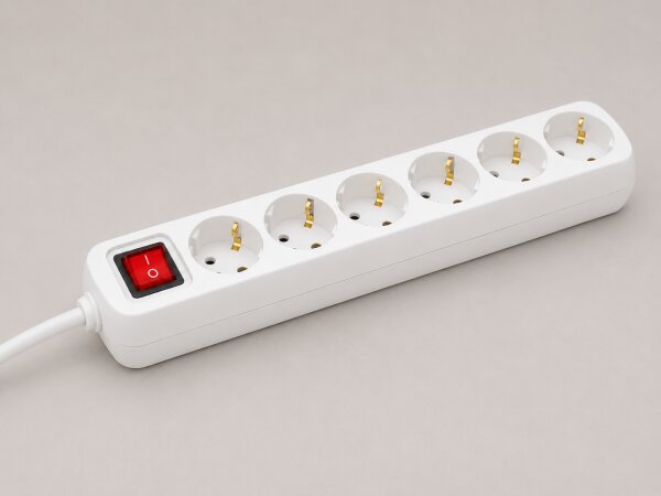 UNITEC Steckdosenleiste 6-fach mit Schalter – 1,4 m Kabel, weiß